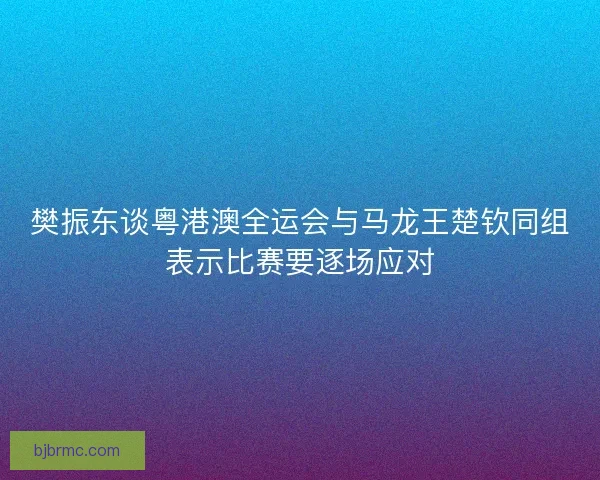 樊振东谈粤港澳全运会与马龙王楚钦同组表示比赛要逐场应对