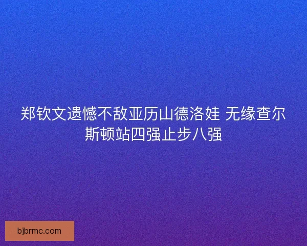 郑钦文遗憾不敌亚历山德洛娃 无缘查尔斯顿站四强止步八强