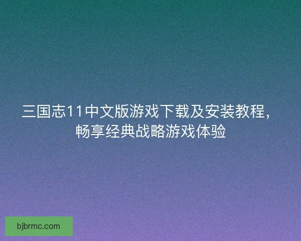 三国志11中文版游戏下载及安装教程，畅享经典战略游戏体验