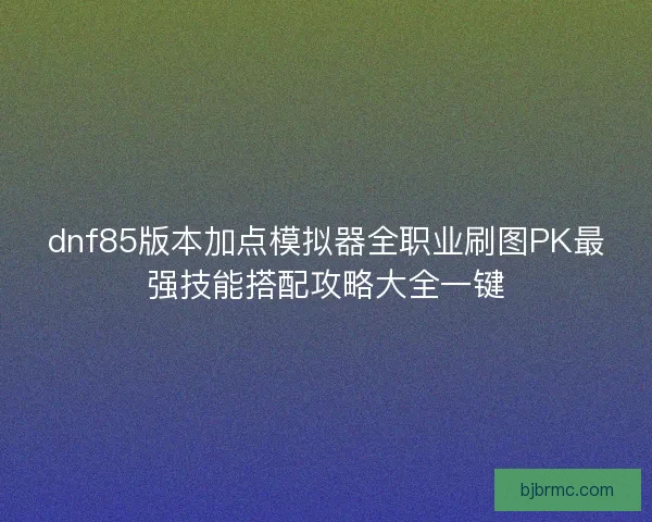 dnf85版本加点模拟器全职业刷图PK最强技能搭配攻略大全一键