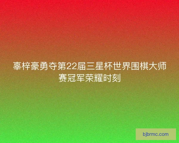 辜梓豪勇夺第22届三星杯世界围棋大师赛冠军荣耀时刻