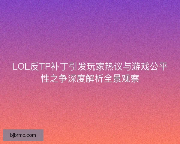 LOL反TP补丁引发玩家热议与游戏公平性之争深度解析全景观察