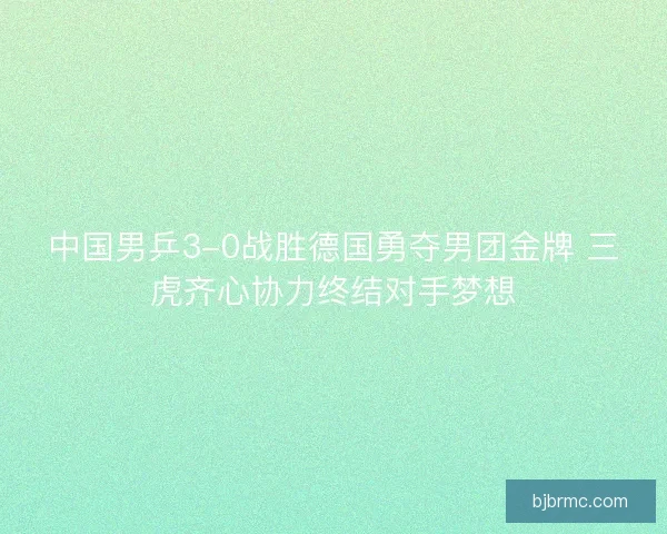 中国男乒3-0战胜德国勇夺男团金牌 三虎齐心协力终结对手梦想